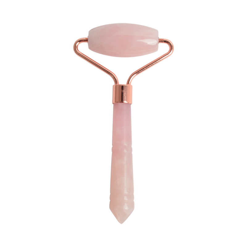 Wholesale single jade beauty face pink powder crystal roller rose quartz roller