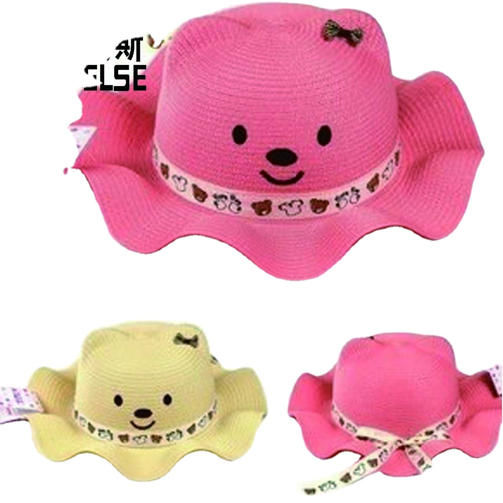 Baby Toddler Kids funny Paper Straw Hat Custom Cute Ear bear Children Hat
