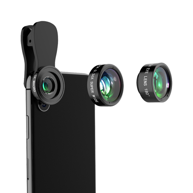 Fisheye Объектив широкоугольный Макро 3 в 1 Универсальный клип камера Сотовый телефон объектив