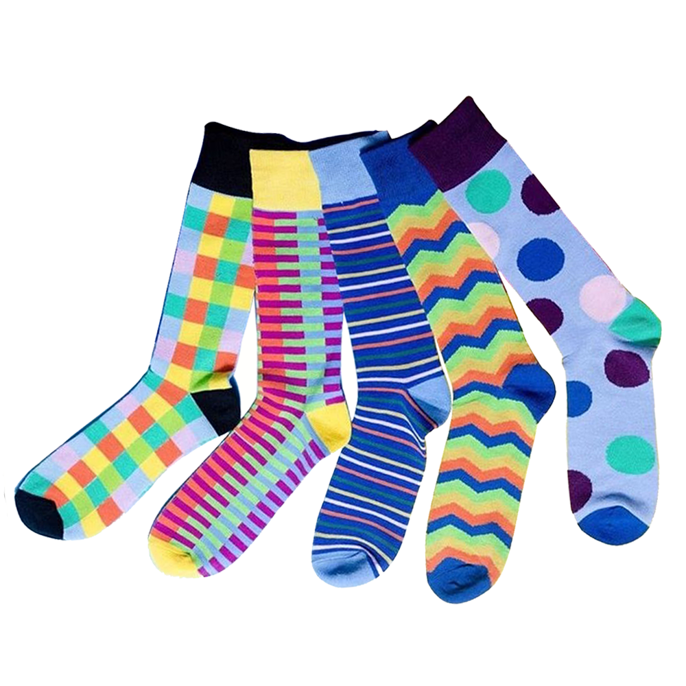 Customised Private Label Colorful Mismatch Fancy Socks Mens Cerw Casual Socks