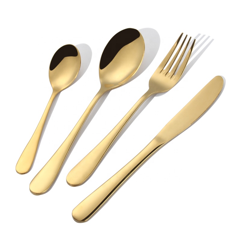 Reusable elegant wedding stainless steel cutlery set gold flatware