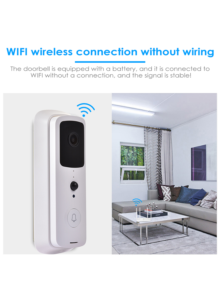Беспроводной дверной звонок с Wi-Fi для умного дома, HD камера видеонаблюдения с двухсторонним звуком, датчиком движения и функцией ночного видения, дверной звонок в режиме реального времени