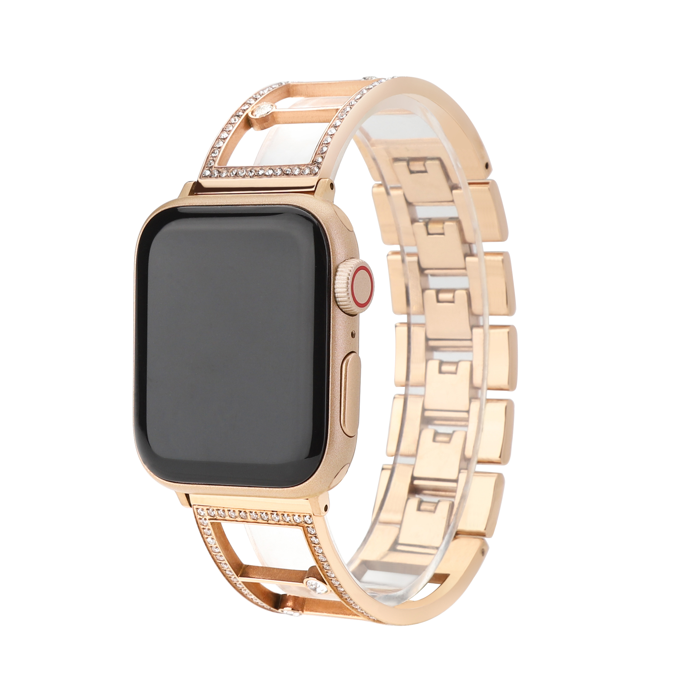 Valentines Day Rose Gold Exotic Glitter Abstract Wrist Apply To Women Doble Loop Metal Chain Apple Watches Straps With Logo