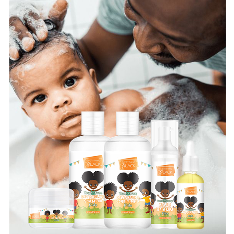 Everythingblack Tear-Free Organic Baby's 2 in1 Shower Gel Kids Shampoo and Body Wash Set for African Black Curl Hair