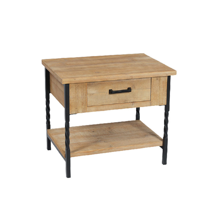 MAGI Home furniture bedroom small metal frame modern wood bedside table nightstand night stand bedside cabinet