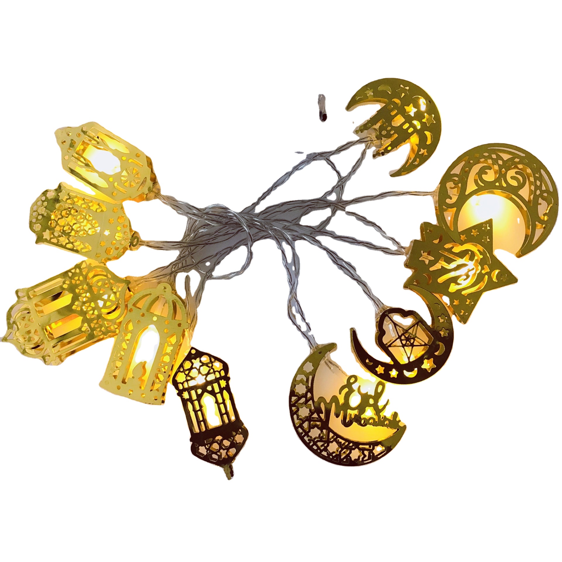 Новый мусульманский декоративный светильник Eid, светодиодная гирлянда, звезды, луна, замок, дворец, огни Рамадан, украшения
