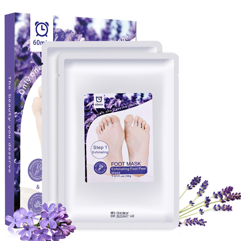 Private Label Natural Whitening Dead Skin Remover Foot Peel Mask Organic Lavender Exfoliating Peeling Foot Mask