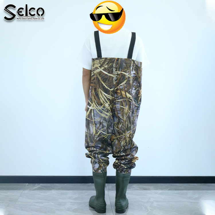 Selco oem custom neoprene beach wading boots colored neoprene camo hip waders with rubber boots Fishing Waders Pants