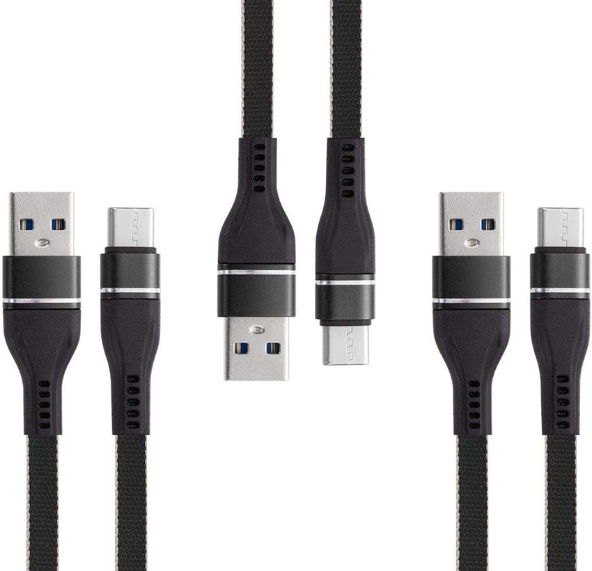 2021 hot selling 2.4A typec denim braided flat usb cable for phone typec cable for android