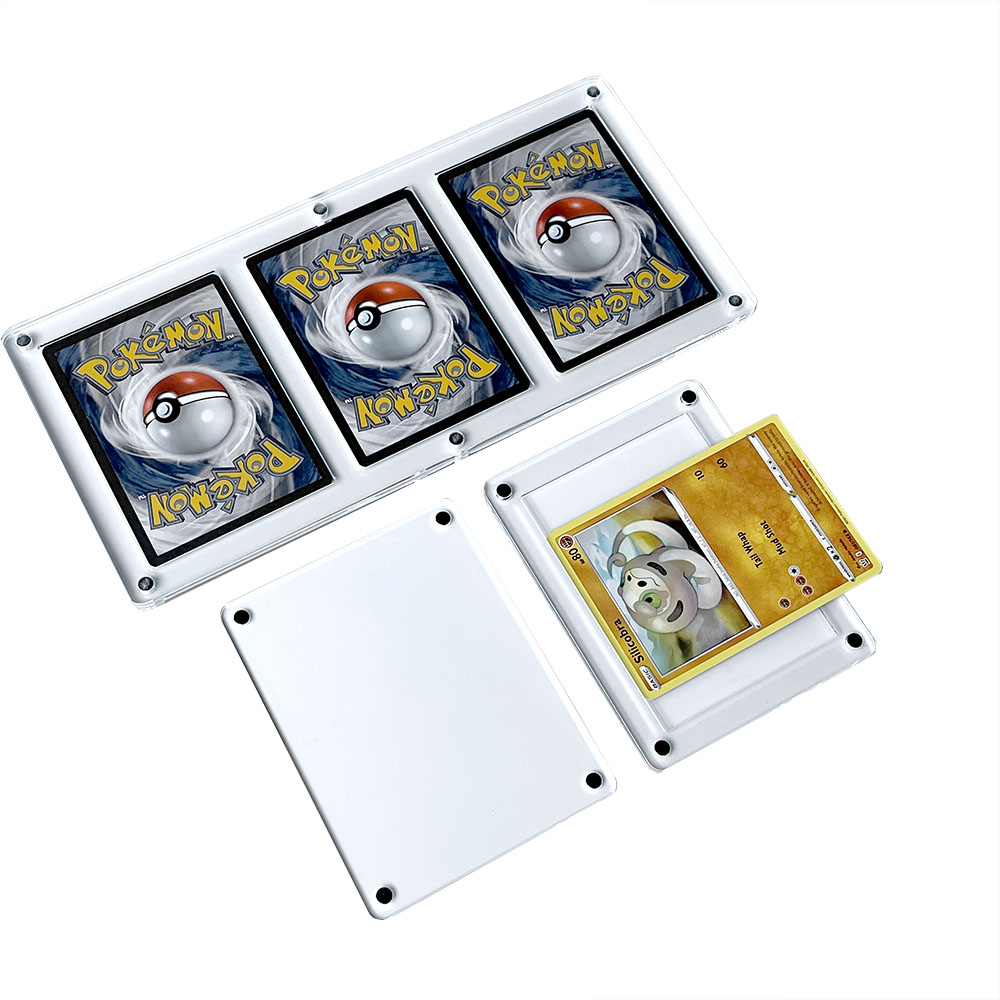 Custom Clear three plate magnetic display comic booster box Pokemon graded card acrylic case