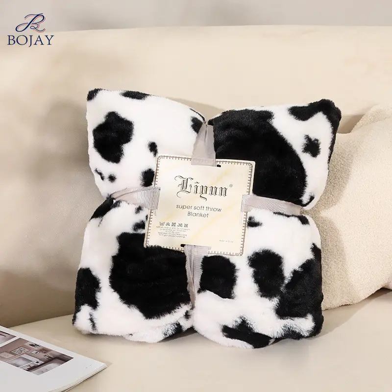 Soft Warm  Lightweight Plush Microfiber Cow Fleece Throw Blankets with Cow Print Couch Bedroom Living