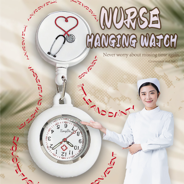 Latest Design Gift Hand Clock Cute Fashion Nurse Doctor Hospital Medical Cartoon Clip Badge Reel Pocket Watches for Nurse