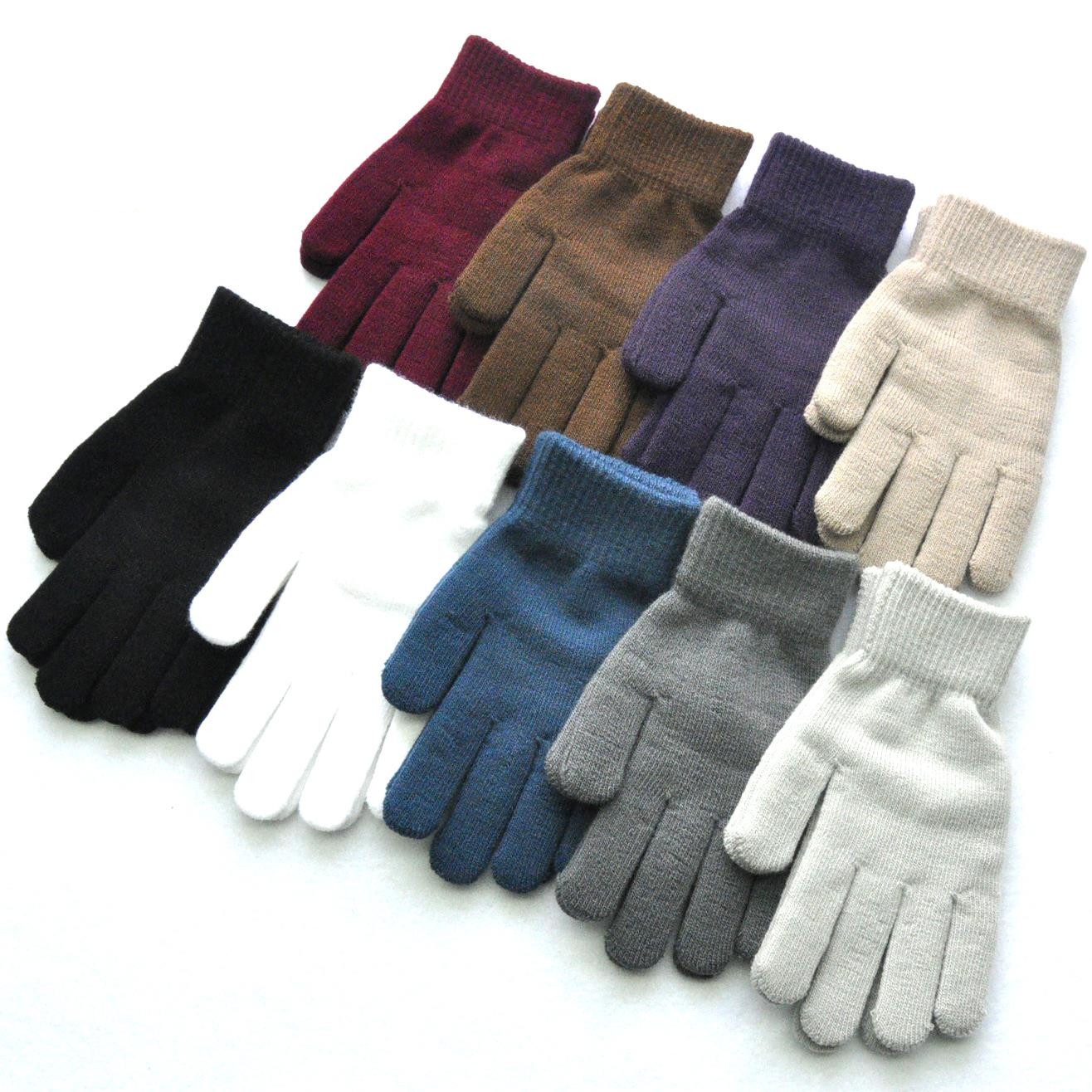 Wholesale Women Men Fleece Lined Thicken Acrylic Woolen Knitted Gloves Outdoor Casual Winter Knitted Gloves