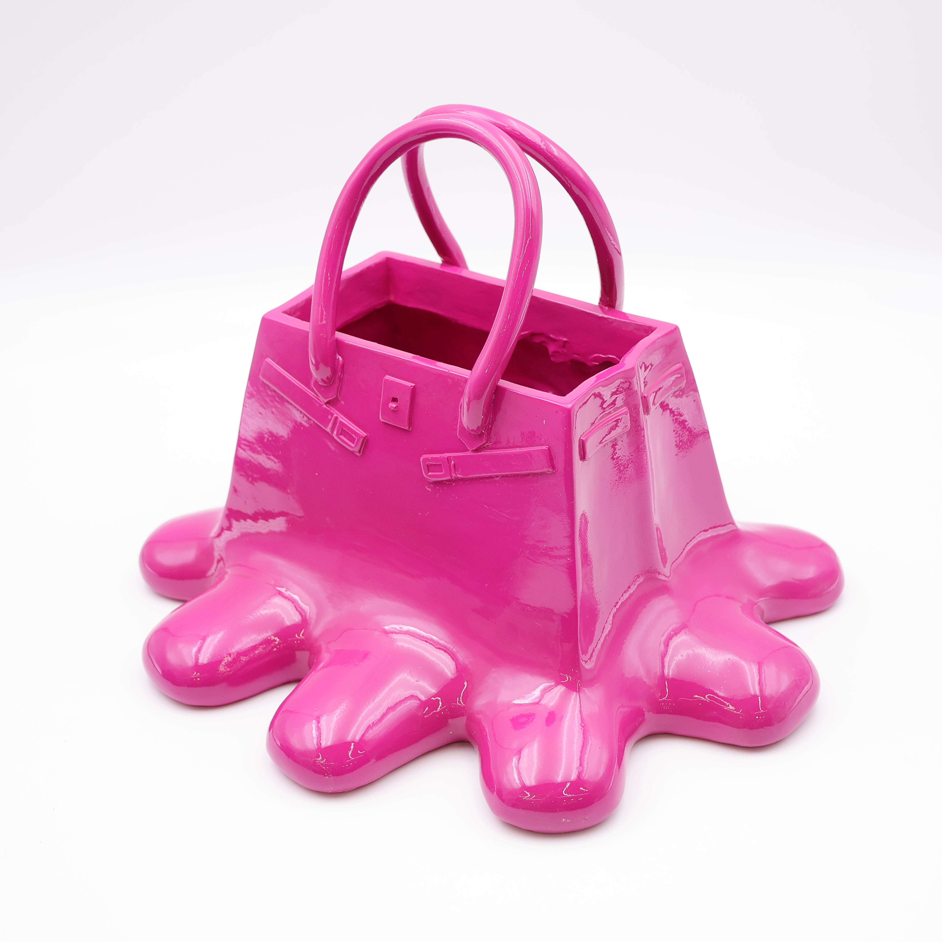 Custom wholesale resin Creative handmade tote bag statue sculpture resin melting handbag flower vase for indoor home decoration