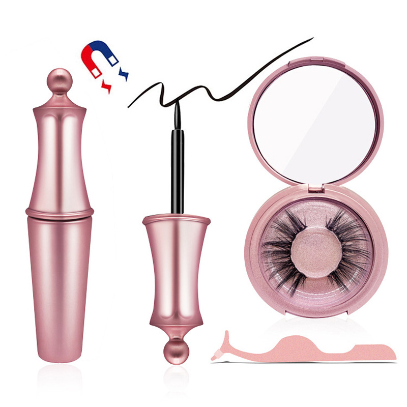 wholesale 3d Luxury Custom Magnetic Eyelash Box Magnetic Eyelashes Private Label With Eyeliner make up