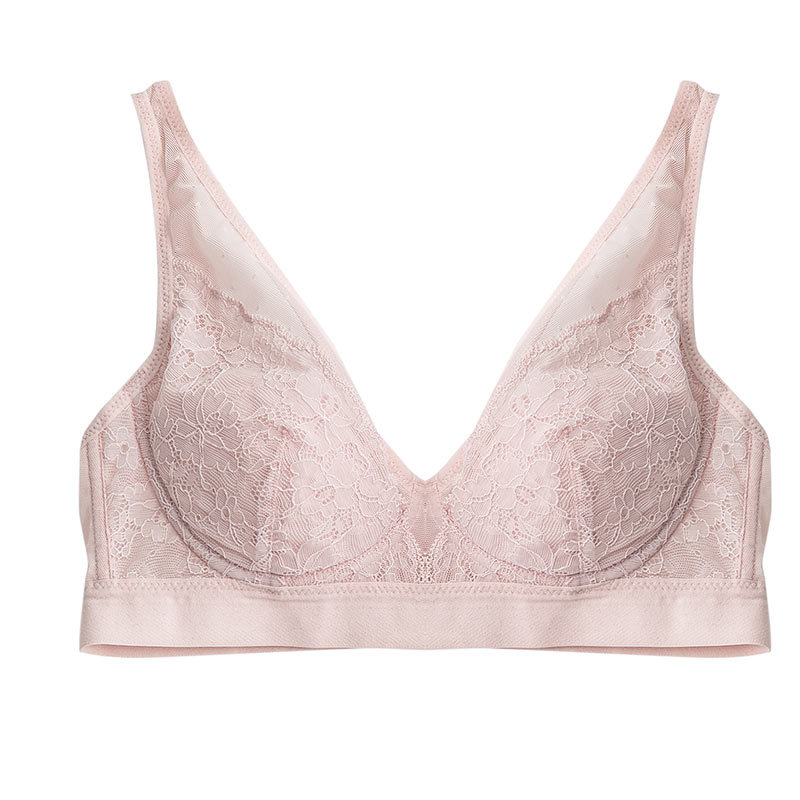 Silk bra 100% silk small chest triangle cup wireless sexy underwear bra lace thin