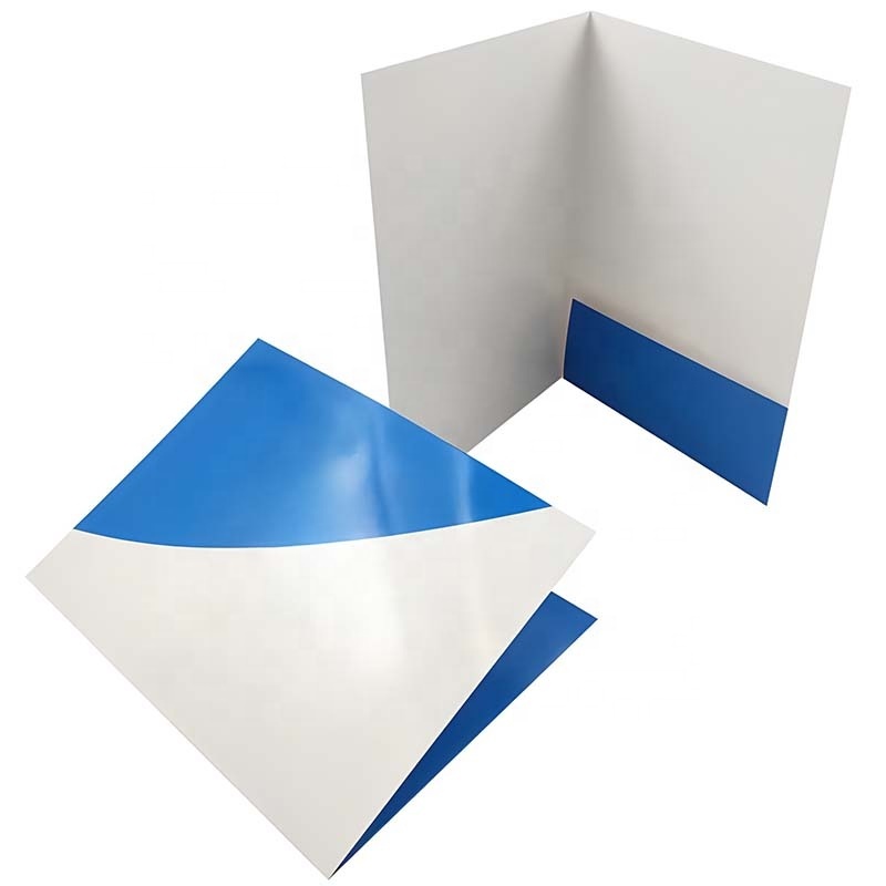 Customize Size Scratch-proof Lamination Embossed Debossed Business Card Slot Paper File Document Presentation Folder