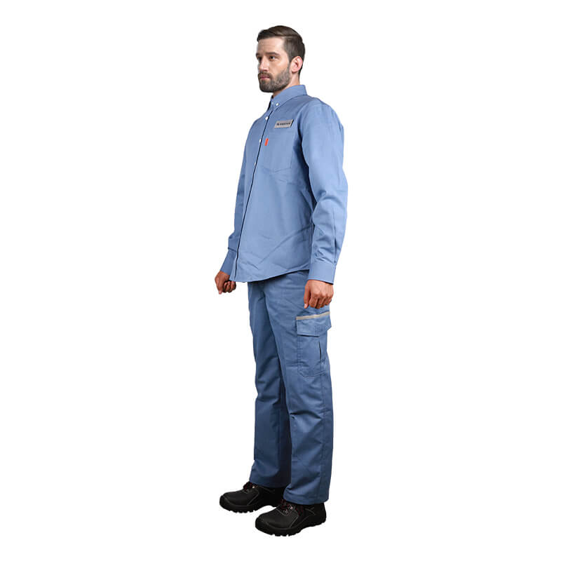 Hot Sale work shirt 100% FR Cotton long Sleeve Custom Medium blue color