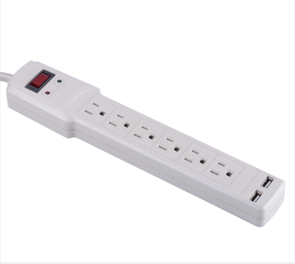 RC- 018 universal american power strip Surge Protector 6 outlets 3ft 6ft extension cord reset power switch ETL certification