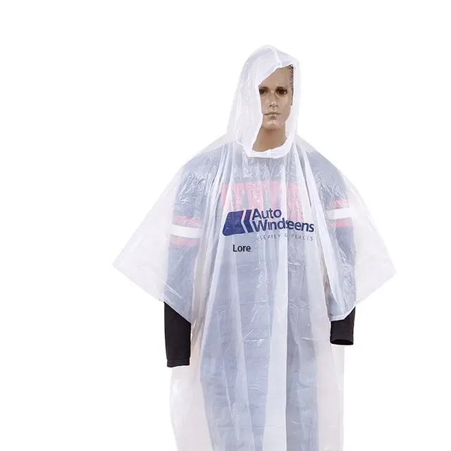 Biodegradable PLA disposable rain poncho approved by the EN13432 Certificate
