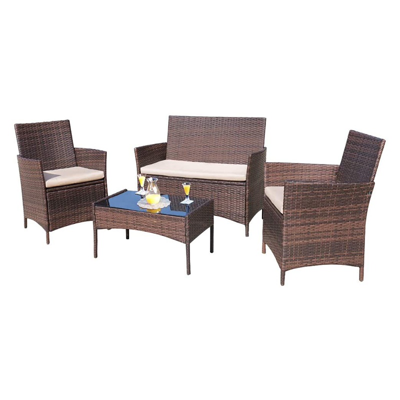 4pcs Patio Furniture Sets Rattan Chair Wicker Set  Outdoor Backyard outdoor Furniture Sets