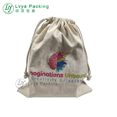 Small organic optional cotton canvas drawstring bag dust bags drawstring Pouch with logo