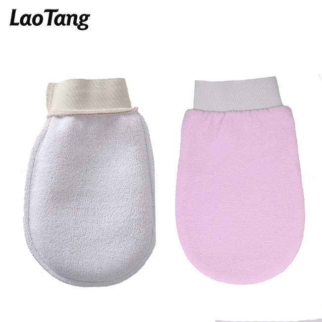 Ready to Ship 2 Layer Pink Glove Exfoliating Gloves Body Scrubbing Skin Clean Bath Mitt