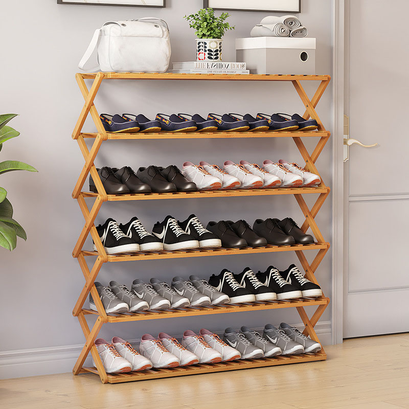 Simple and retractable wooden shoe rack, free installation simple and beautiful wooden shoe rack