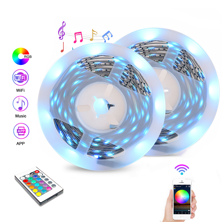 Диммируемая Светодиодная лента RGB с дистанционным управлением IP20 music home smd5050 от производителя