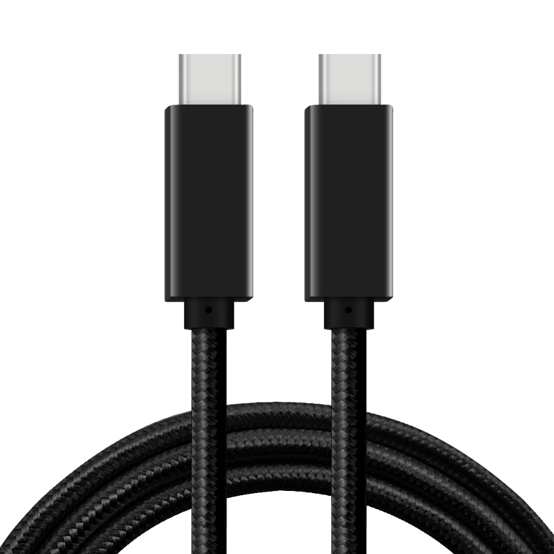 Black aluminum shell black sleeve braided type c to type c cable usb 3.1 Gen 2 10Gbps