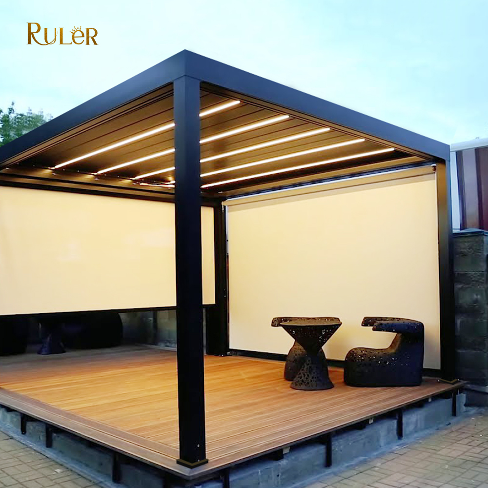Customized Waterproof Louvered pergola Adjustable Roof Gazebos for Garden Bioclimatic Pergola Canopy Aluminum louver pergola