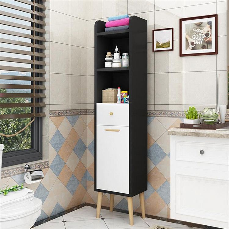Simple Space-Saving Corner Cabinet Floor-Standing Bathroom Storage With Door And Drawer