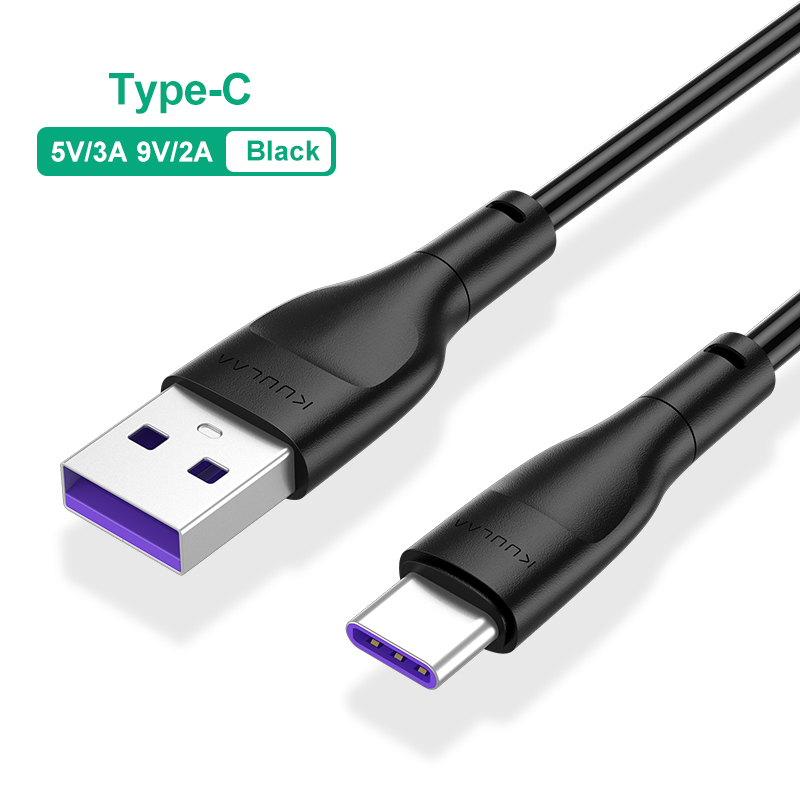 KUULAA дешевый кабель типа C Usb 3,0 Type-C белый/черный кабель синхронизации данных быстрой зарядки Usb C кабель