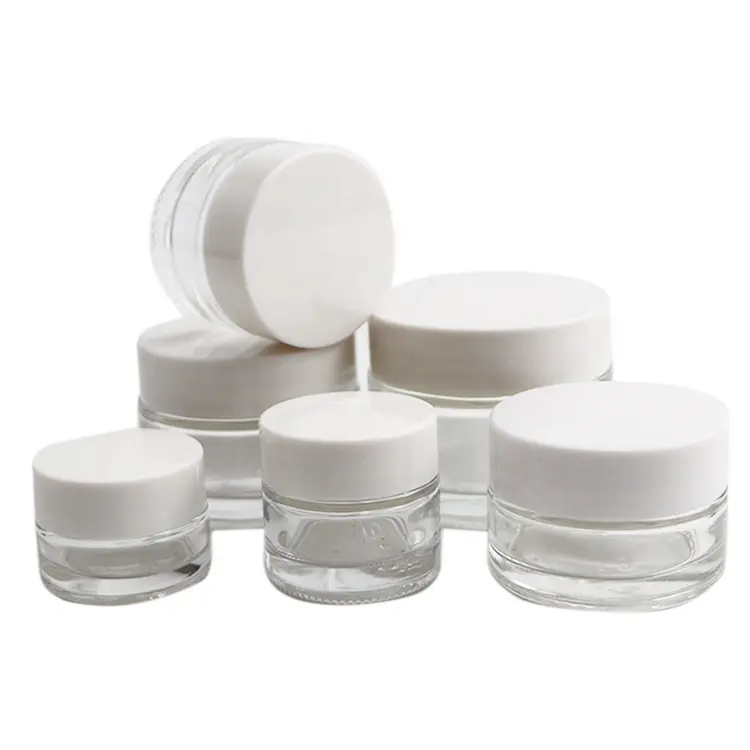 5g 10g 15g 20g 30g 50g 100g cosmetic cream skin care clear cream glass jar with lid white color