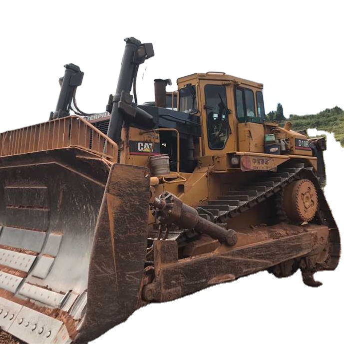 Used Caterpillar D10R Bulldozer Pusher Blade Crawler Tractor Construction Site Equipment Debris Clearing Pushing Dozing Machine