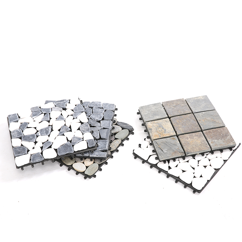 Pebble stone deck tiles for home garden floor easy-install diy outdoor tiles