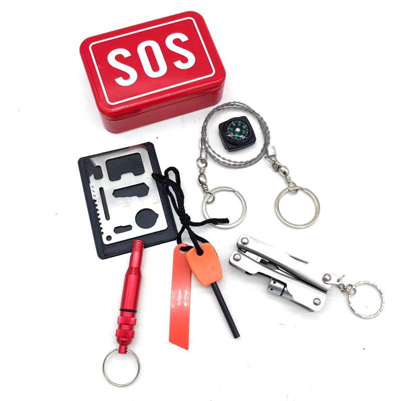 Emergency Survival Kit Bag Personal Survival Kits with Gift Box for Camping Hiking Climbing SOS Tool Emergency Equipment Set