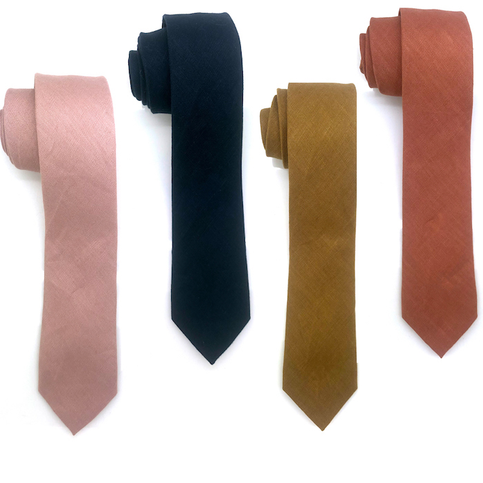 Men's Skinny Tie, Cotton Wool Linen Necktie, Great for Weddings, Groom, Groomsmen, Missions, Dances, Gifts.