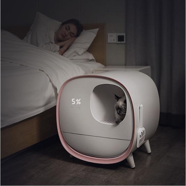 Hellomoon, новый дизайн, полностью закрытый туалет для кошек, дезодорант, брызгозащищенный кошачий Туалет, автоматический кошачий Туалет