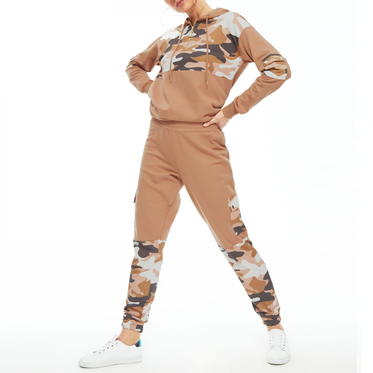 2020 Горячая продажа Пользовательский логотип цветной блок Jogger женские толстовки комплект из 2 предметов