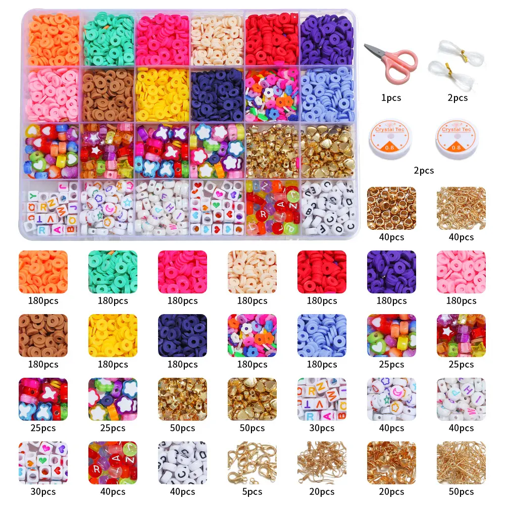 JOJO Fashion Colorful DIY Polymer Clay Acrylic Letter Beads Kit Handmade Jewelry Bracelet Making Kit