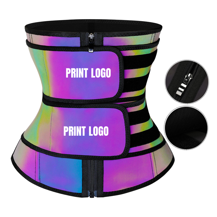 Custom Logo At Night Reflective Compression Double Belt Waist Trimmer Belt Latex Waist Trainer