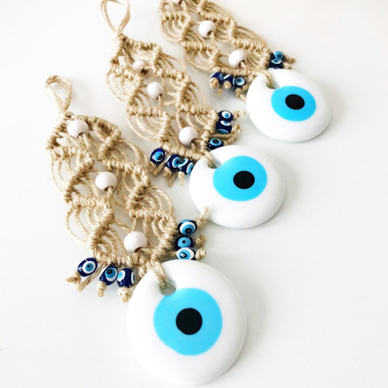 Boho Gift Accessories Cotton Hanging Decor Custom Macrame Keychain Home Decor Evil Eye