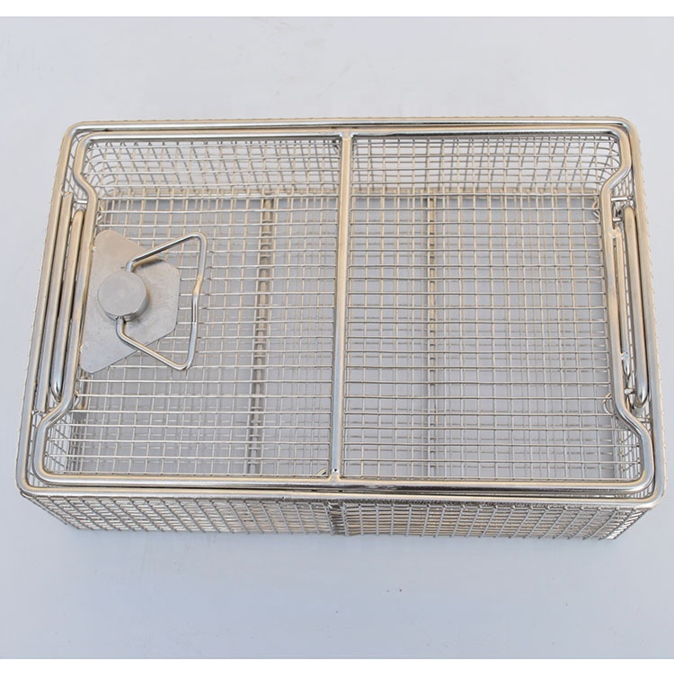 Customized Instrument Tray 304 316 Stainless Steel Ultrasonic Cleaner Sterilizer Basket Cleaning Disinfecting Basket for Medical