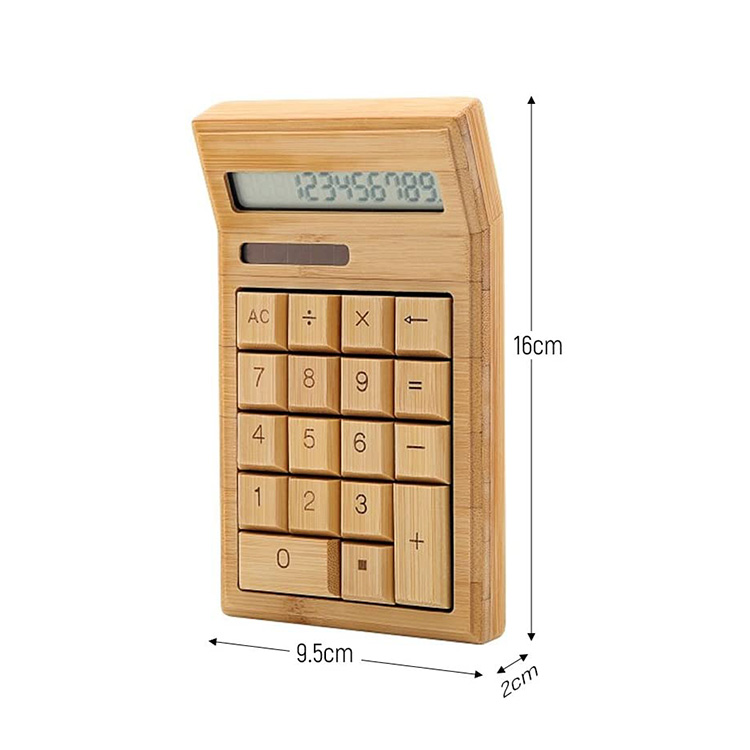 Office Promotional Gift 12 Digits Solar Bamboo Calculator Solid Wood Electronic Scientific Calculator