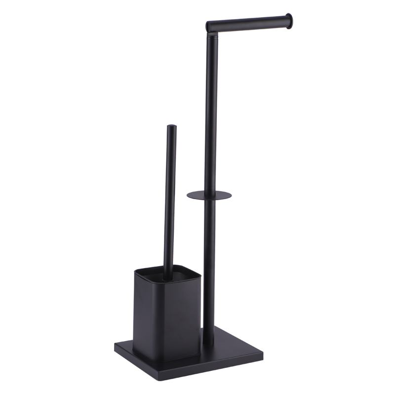 Home Bathroom Accessories Free Standing Stainless Steel Cleaning Toilet Brush and Tissue Paper Holder with Heavy Bottom