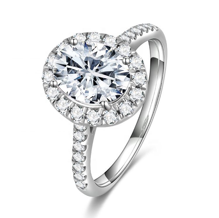 Меган Оптовая Продажа 925 стерлингового серебра 2Ct Anillo высокое качество Def овальный белый синтетический бриллиант, ювелирные изделия, кольца в винтажном стиле; Для женщин