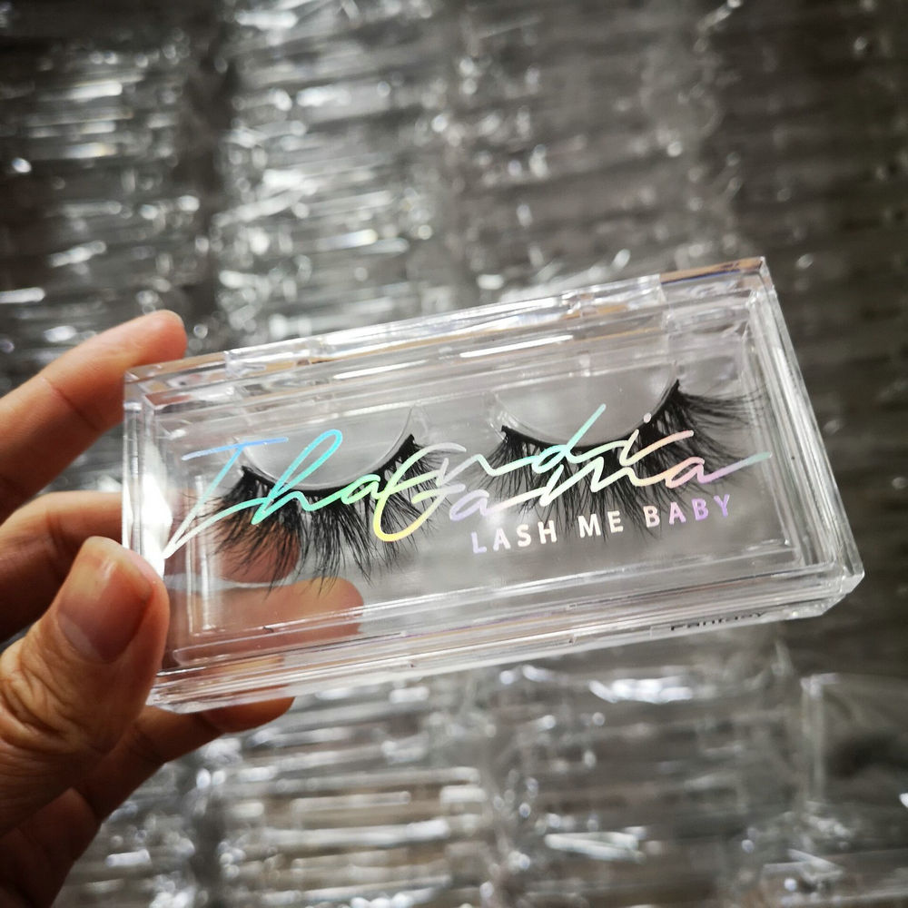 Wholesale crystal eyelash box custom logo plastic eyelash package case