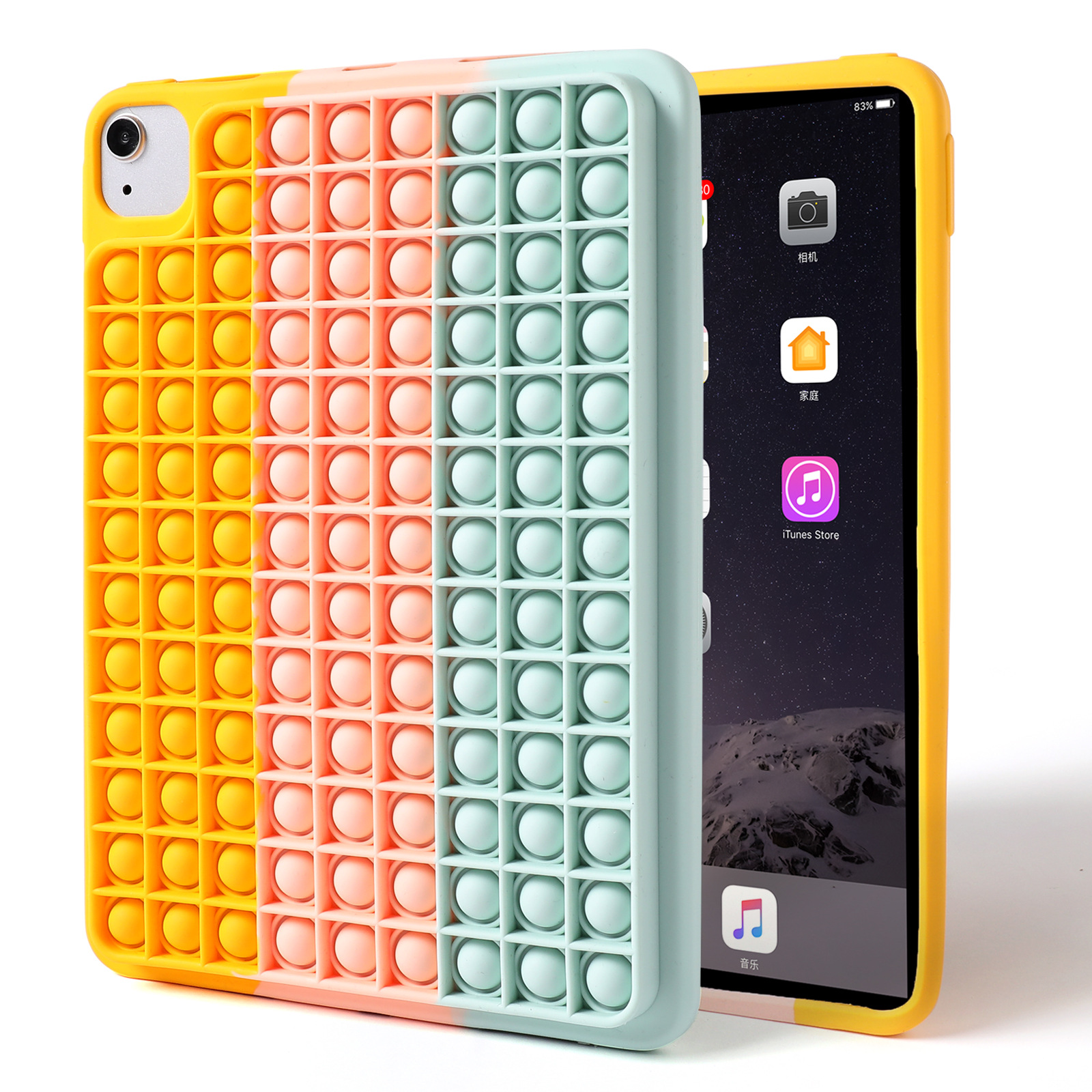 10.2 10.9 12.9 Inches Silicone Shockproof Back Cover Push Bubble Fidget Toy Case for iPad Case