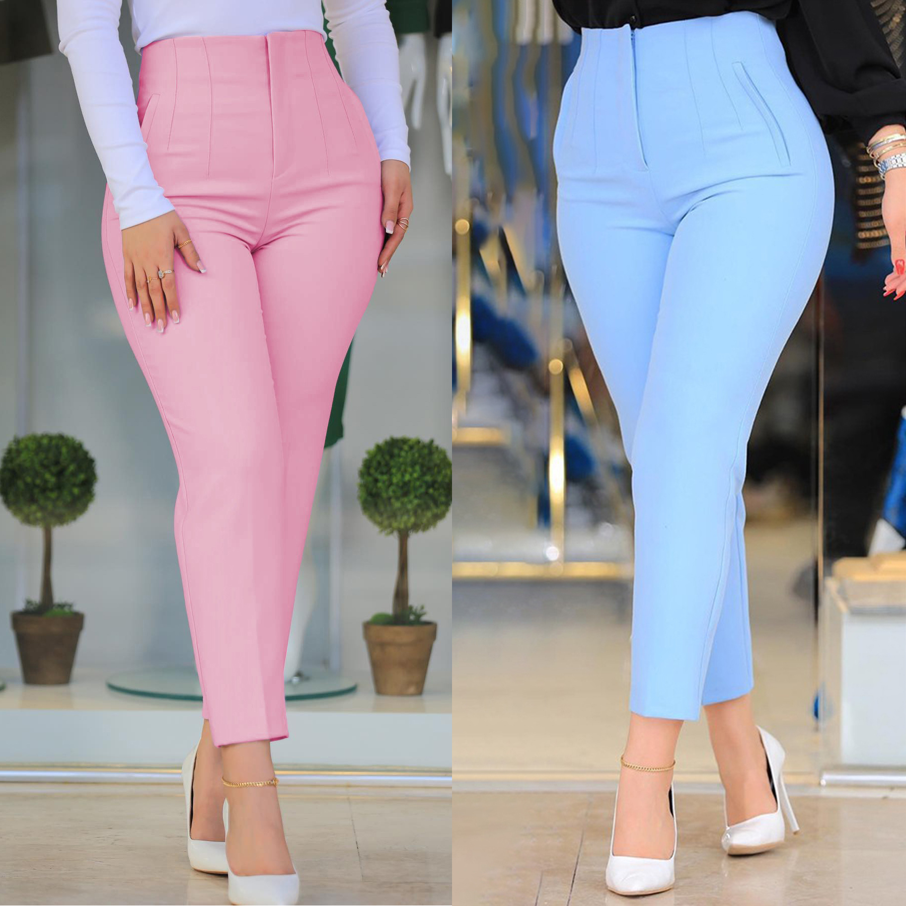 2024 Hot Selling Summer Office Pants for Women High Waist Slim Fit Solid Casual Trousers Women Suit Pants for Ladies